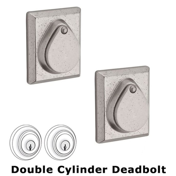 Double Cylinder Square Deadbolt in White Bronze