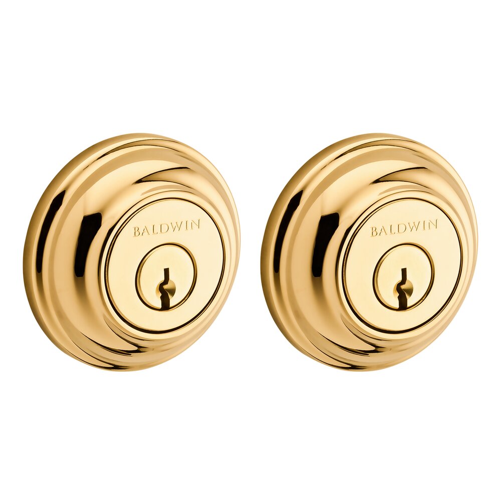 Double Cylinder Round Deadbolt in Polished Brass