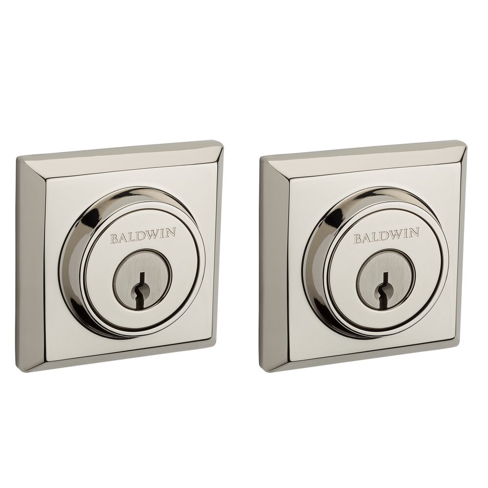 Double Cylinder Traditional Square Deabolt in Polished Nickel