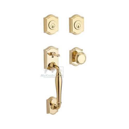 Double Cylinder Handleset with Traditional Knob in Polished Brass