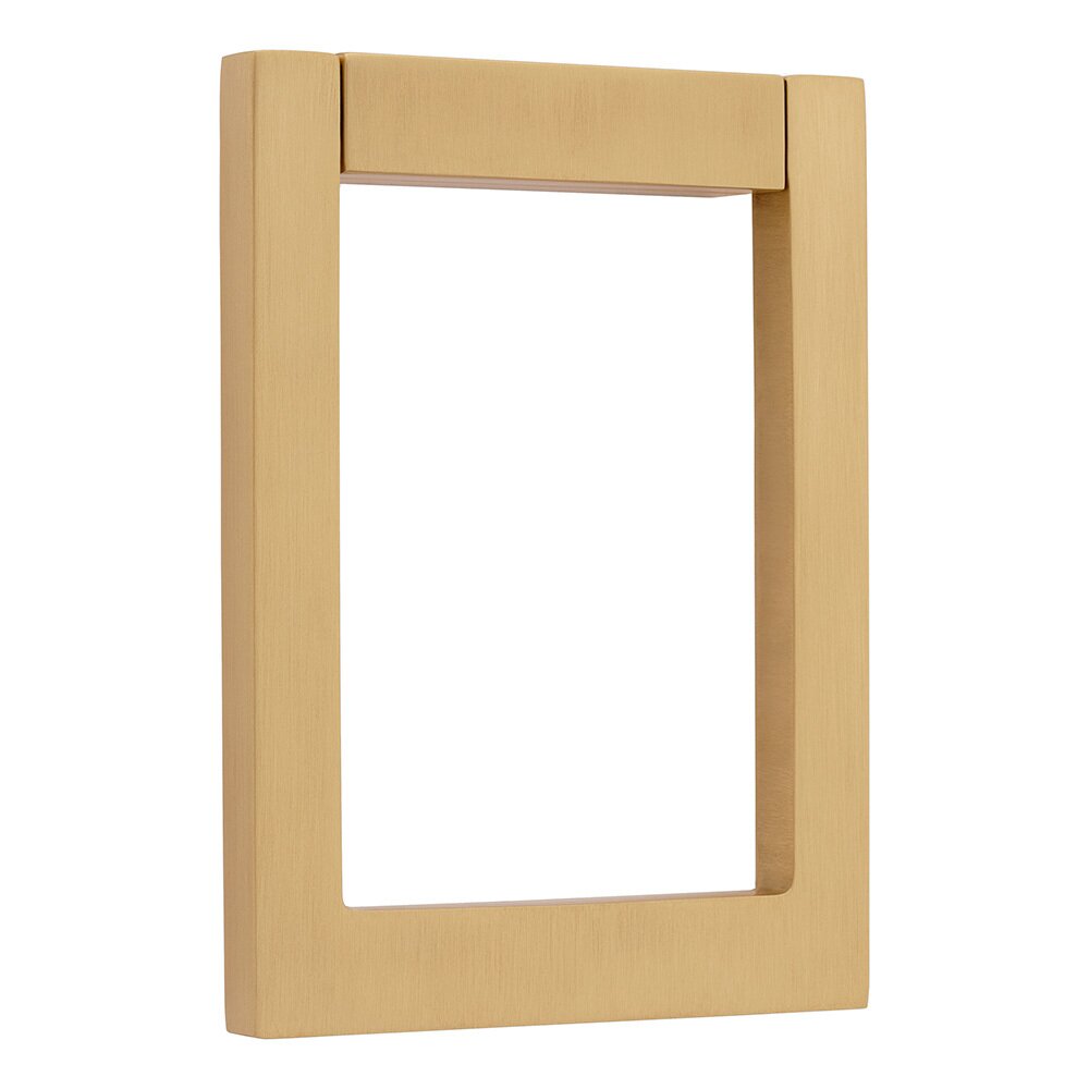 Contemporary Square Loop Door Knocker in Satin Brass and Brown