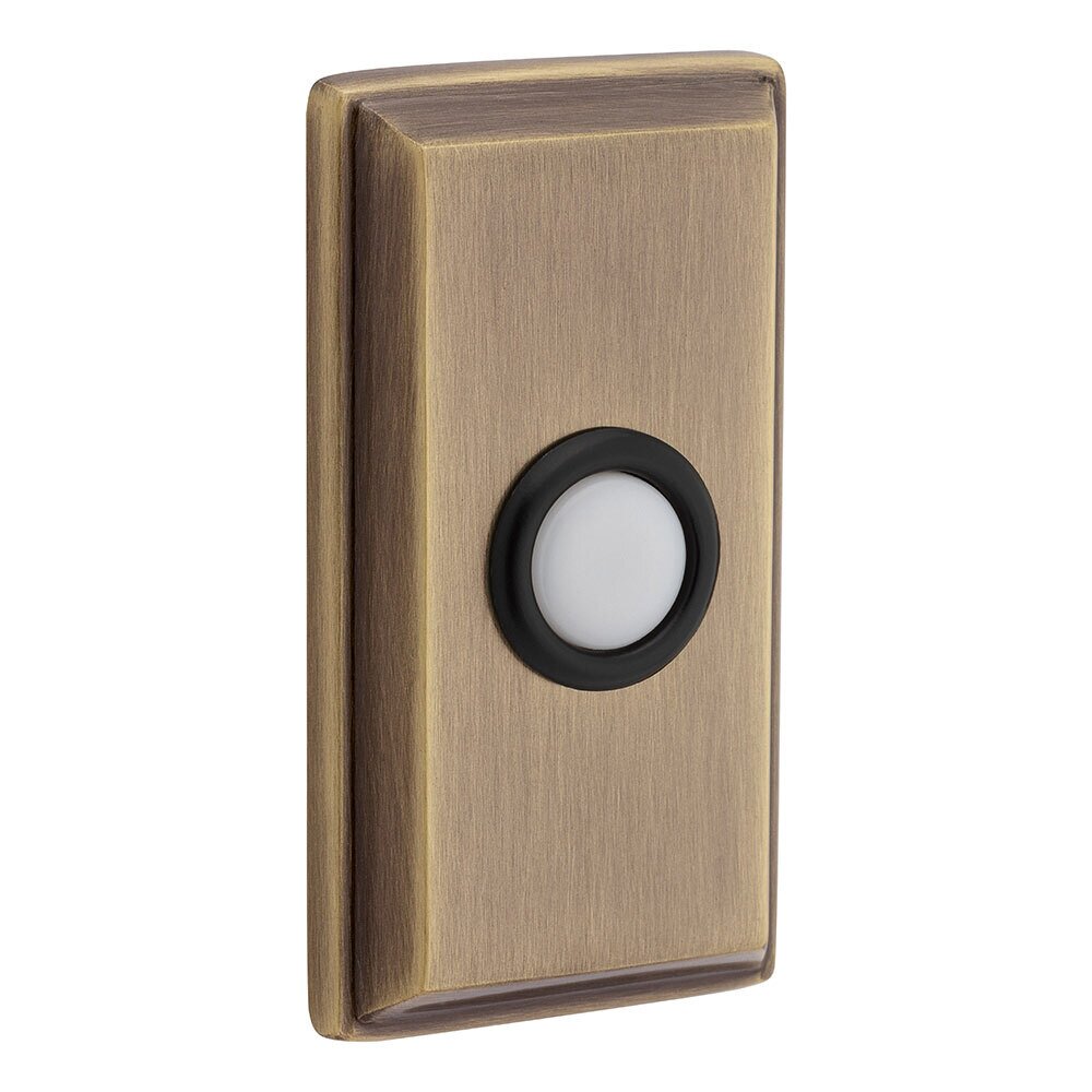 Rectangular Door Bell Button in Satin Brass and Black