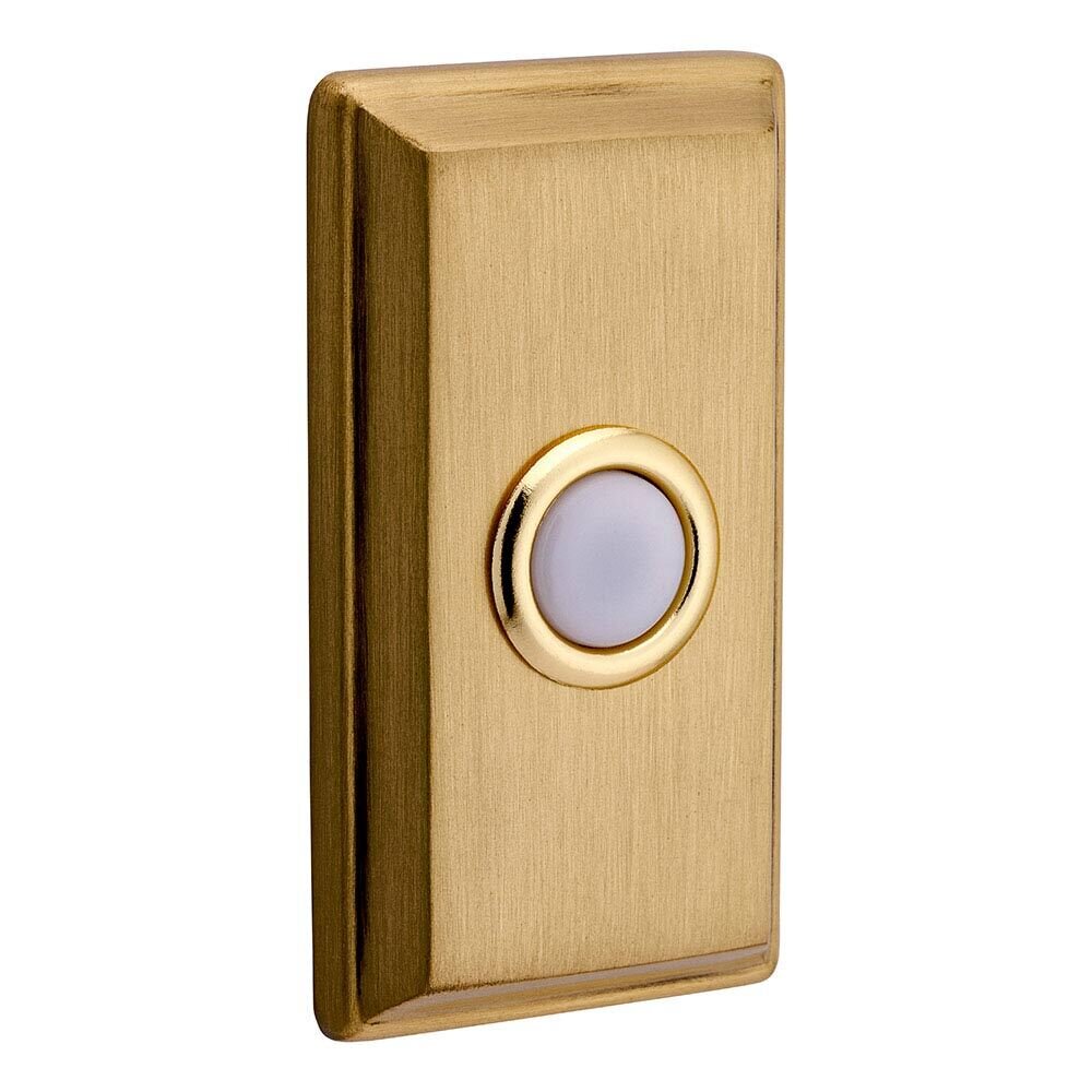 Rectangular Door Bell Button in Satin Brass and Brown
