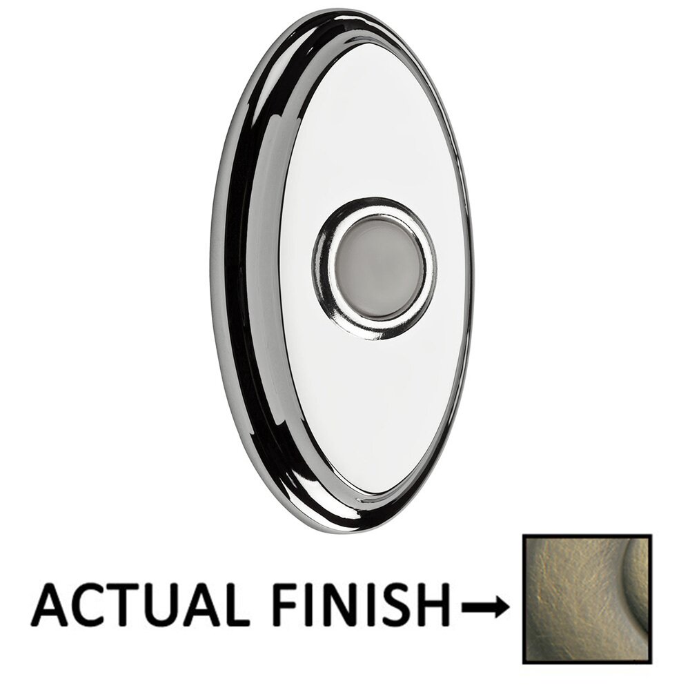 Oval Door Bell Button in Satin Brass and Black