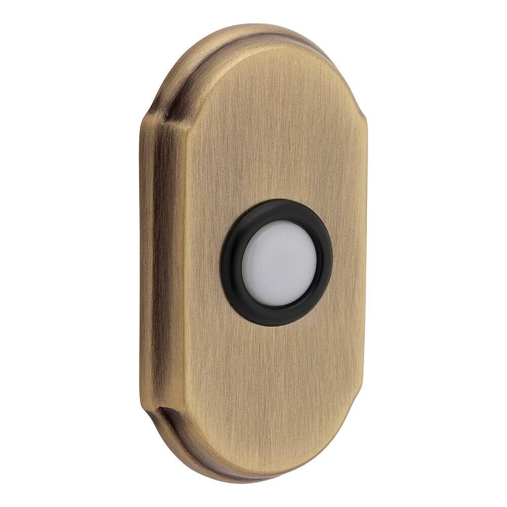 Arch Door Bell Button in Satin Brass and Black