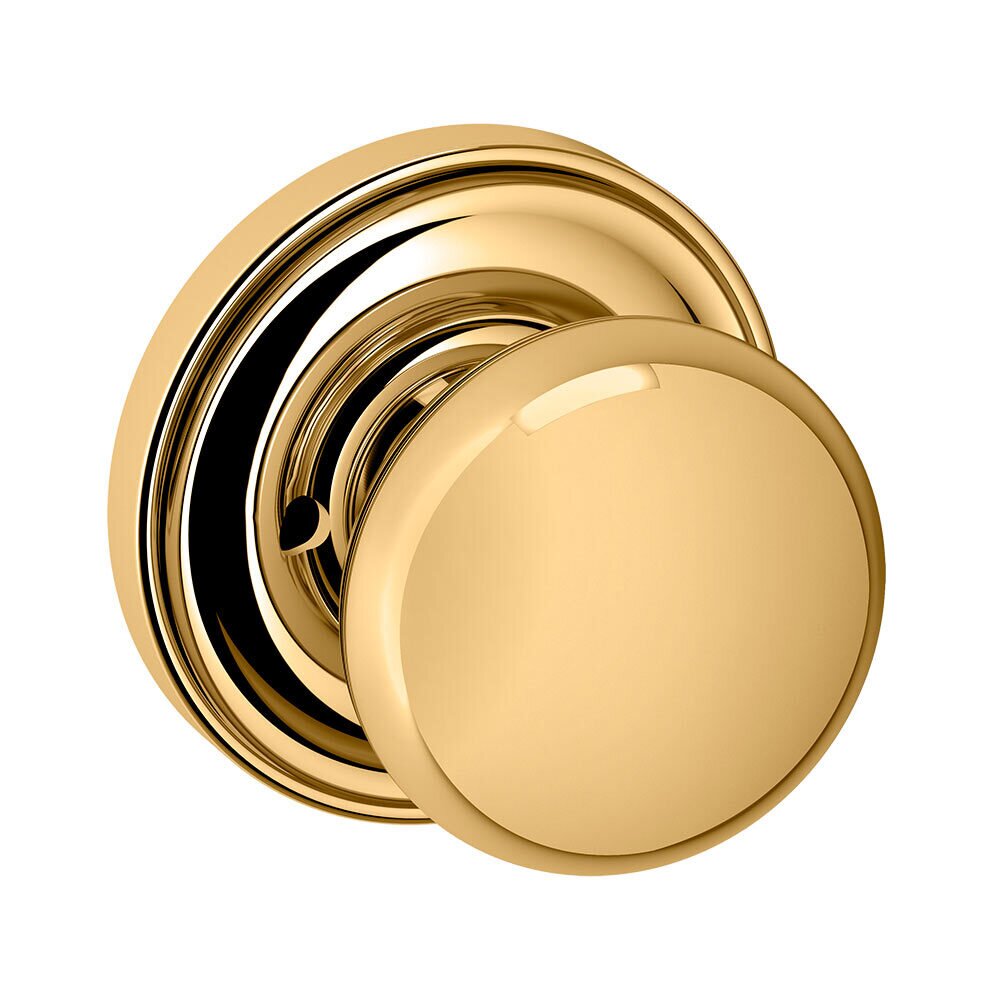 Privacy 5000 Estate Knob with 5048 Rose in Lifetime Pvd Polished Brass