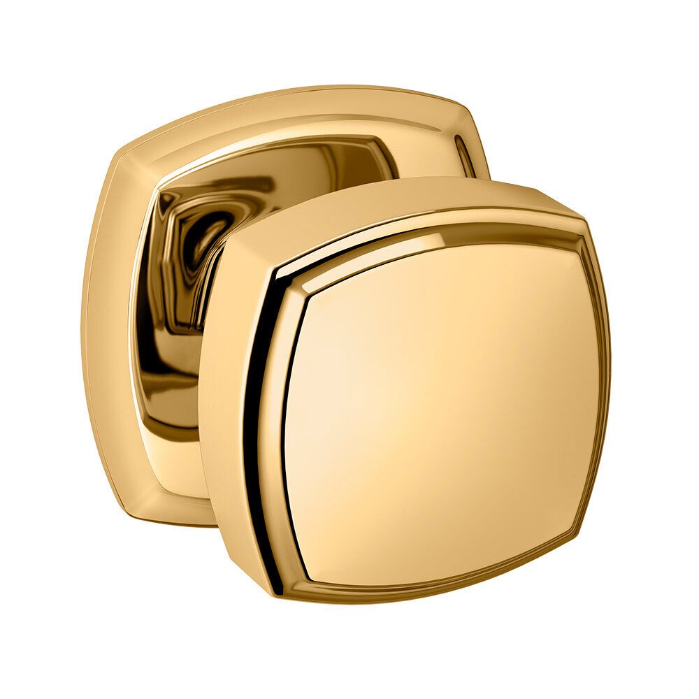 Passage 5011 Square Estate Knob with 5058 Rose in Unlacquered Brass