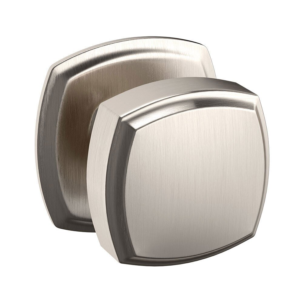 Passage 5011 Square Estate Knob with 5058 Rose in Lifetime Pvd Satin Nickel