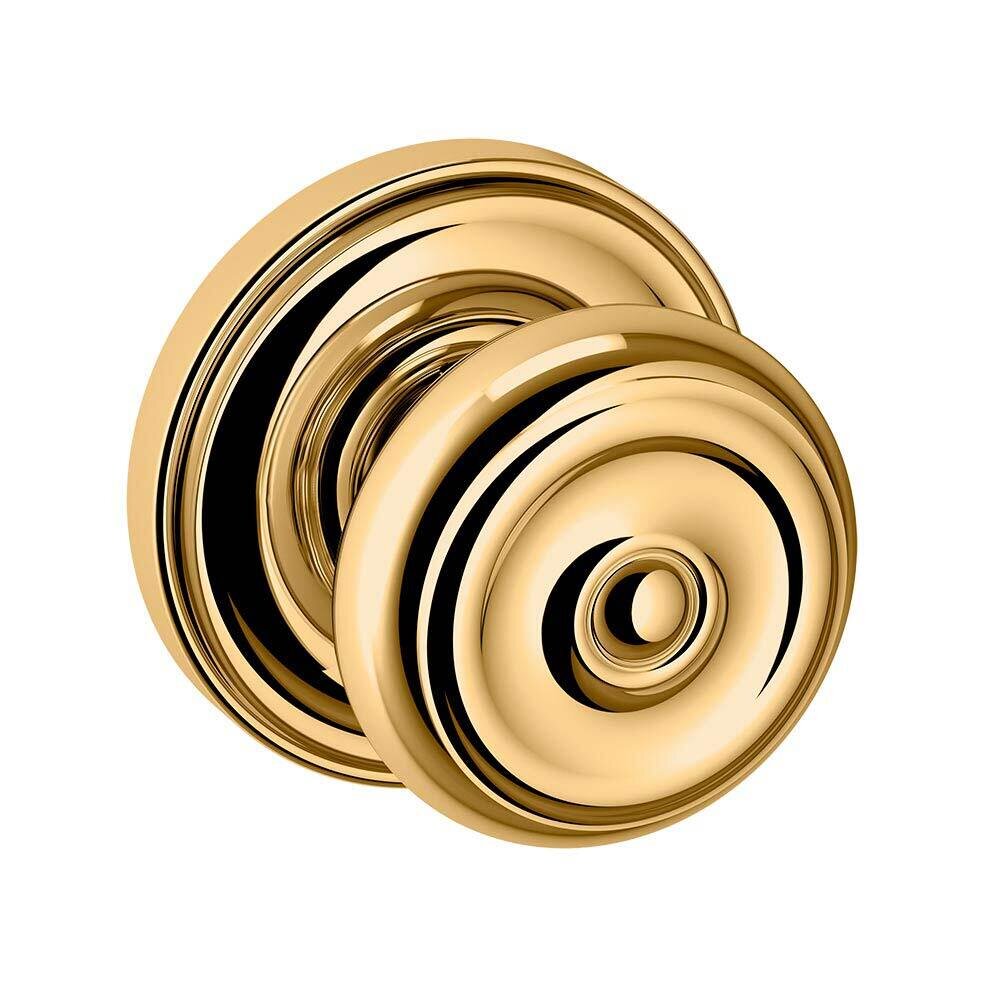 Passage Colonial Door Knob with Classic Rose in Unlacquered Brass