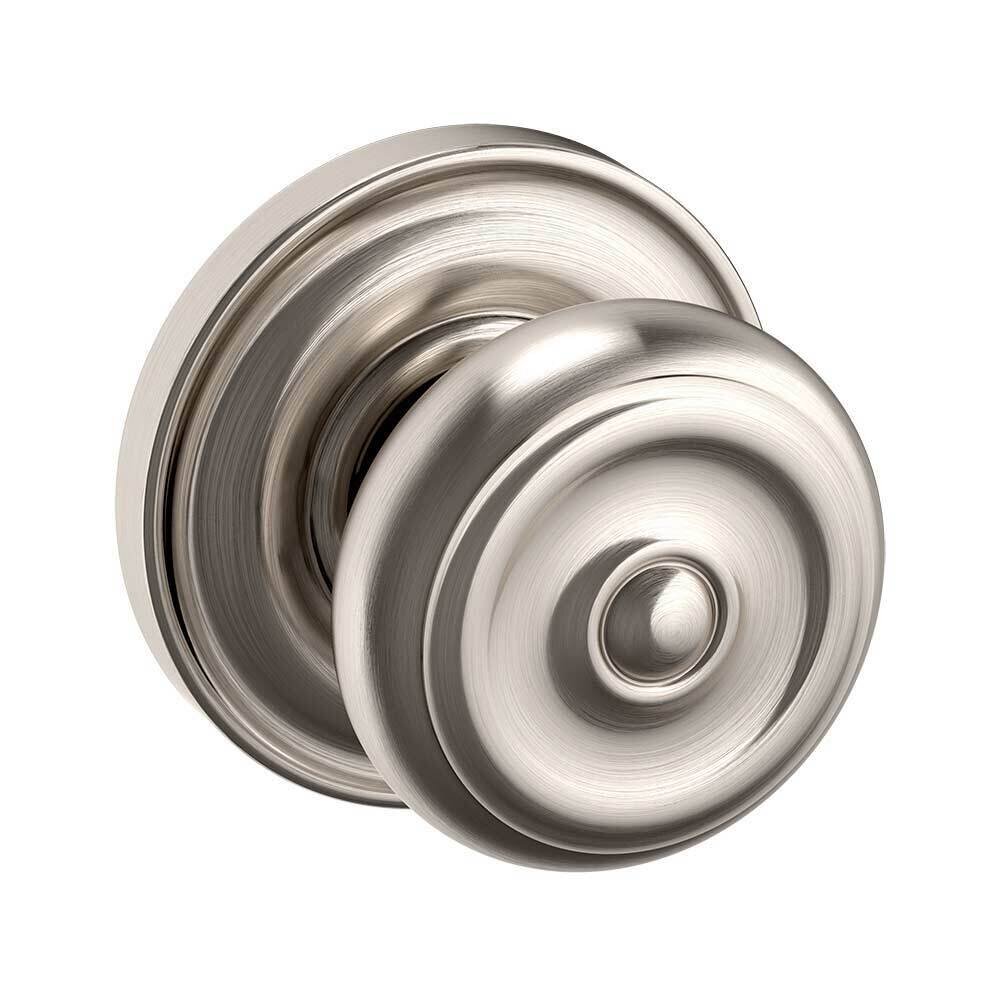 Single Dummy Colonial Door Knob with Classic Rose in Lifetime Pvd Satin Nickel