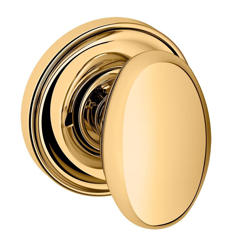 Privacy Egg Door Knob with Classic Rose in Unlacquered Brass