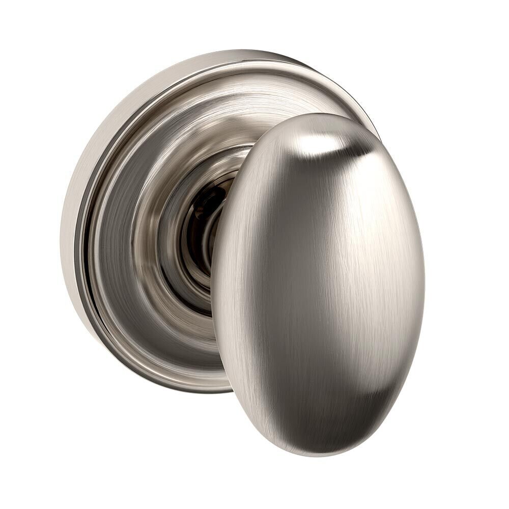 Dummy Set Egg Door Knob with Classic Rose in Lifetime Pvd Satin Nickel