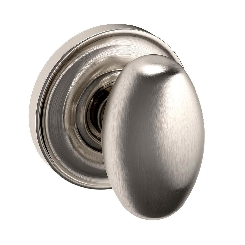 Single Dummy Egg Door Knob with Classic Rose in Lifetime Pvd Satin Nickel