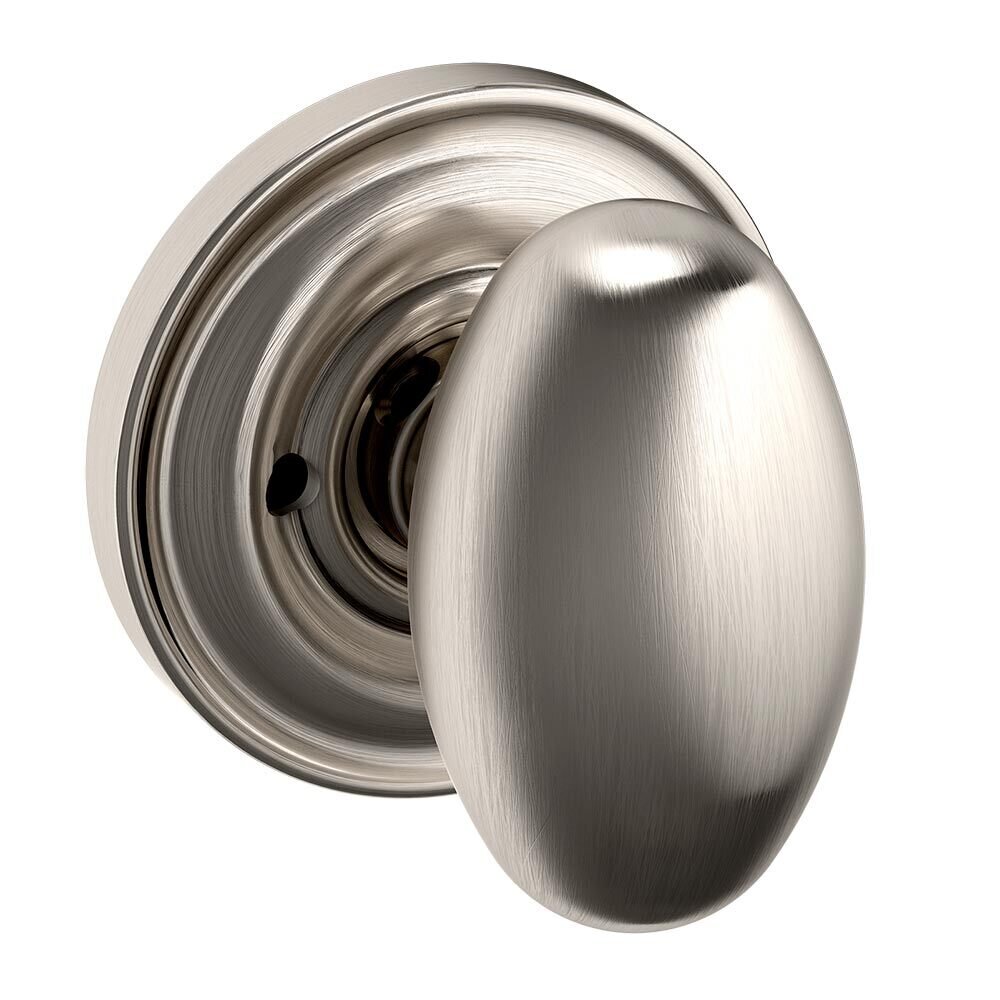 Privacy Egg Door Knob with Classic Rose in Lifetime Pvd Satin Nickel