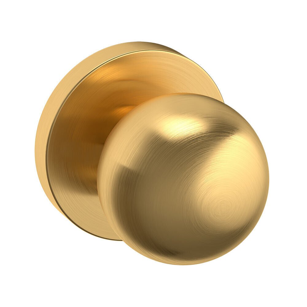 Single Dummy Contemporary Door Knob with Contemporary Rose in PVD Lifetime Satin Brass