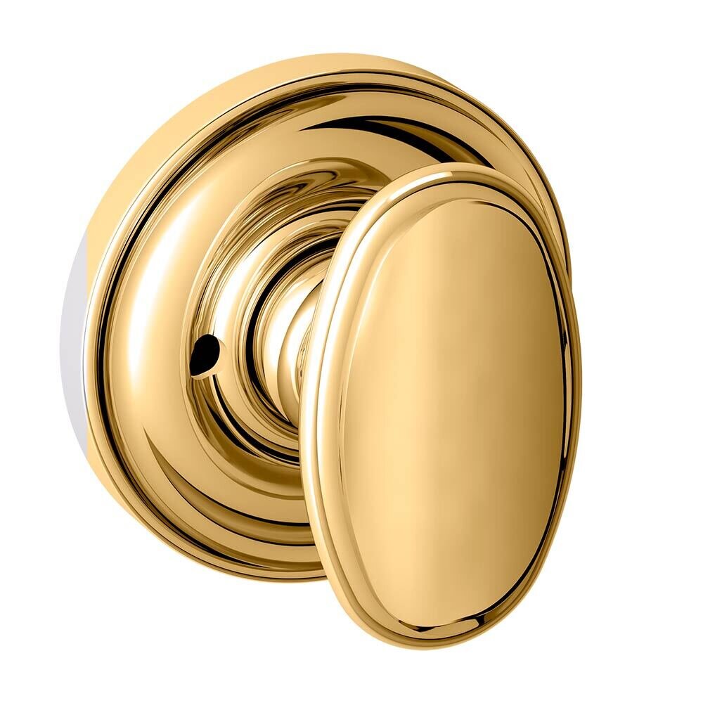 Privacy 5057 Oval Estate Knob with 5048 Rose in Lifetime Pvd Polished Brass