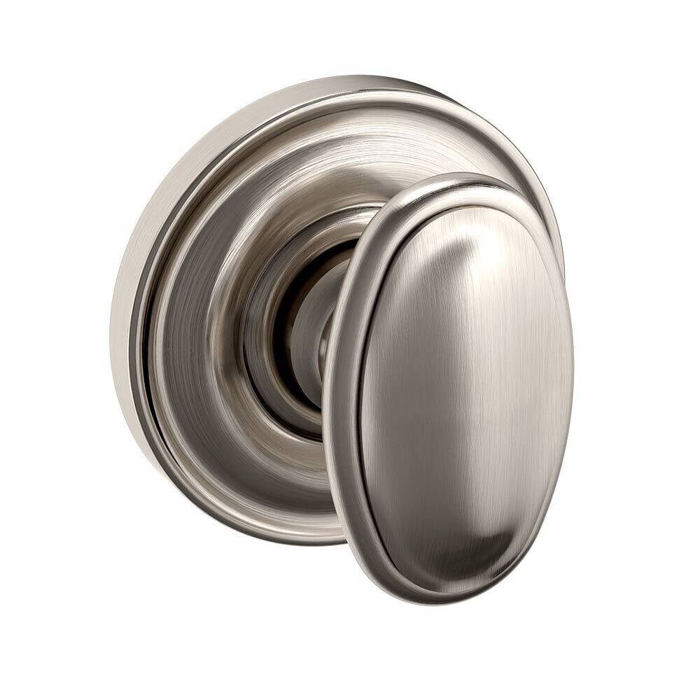 Passage 5057 Oval Estate Knob with 5048 Rose in Lifetime Pvd Satin Nickel