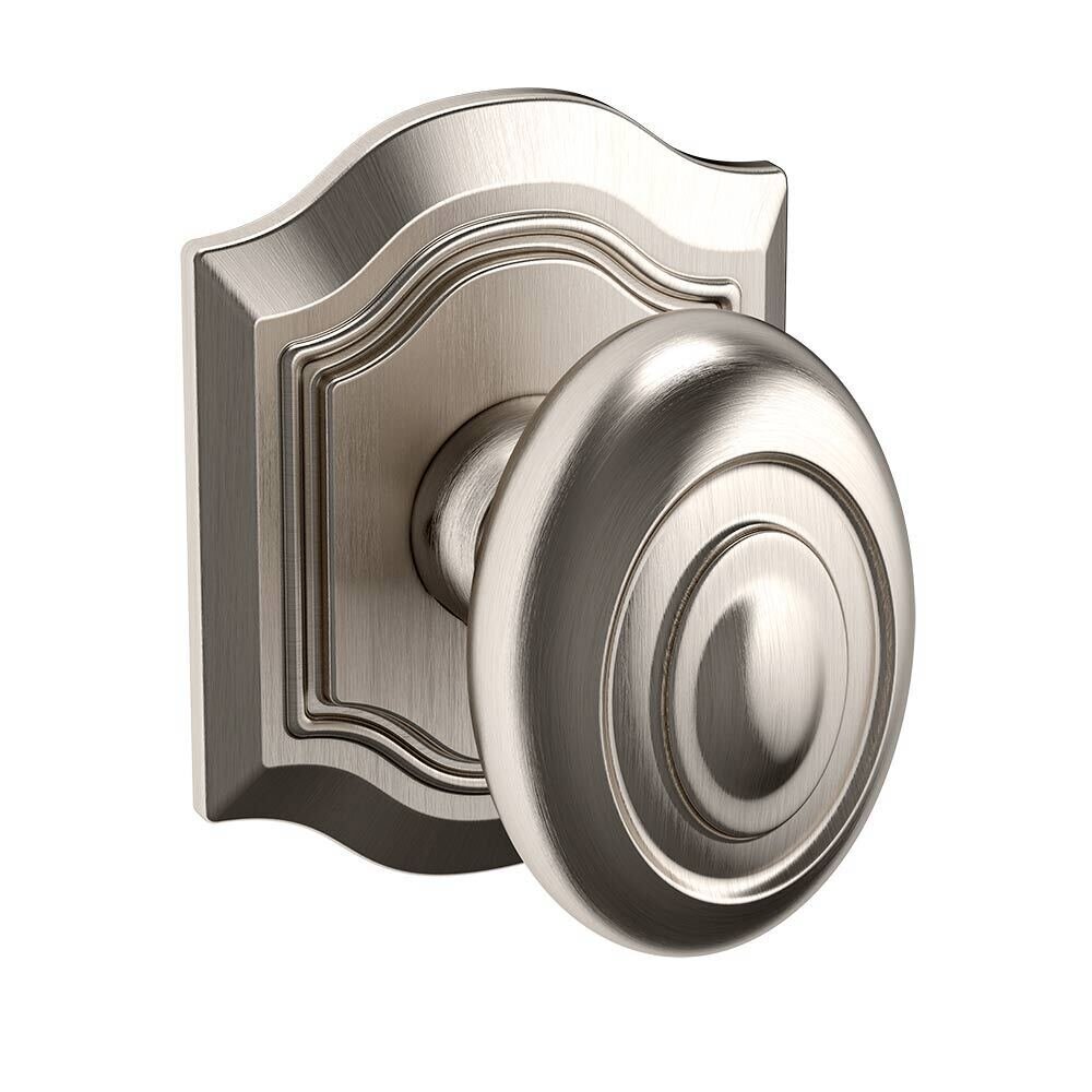 Passage Bethpage Door Knob with Bethpage Rose in Lifetime Pvd Satin Nickel