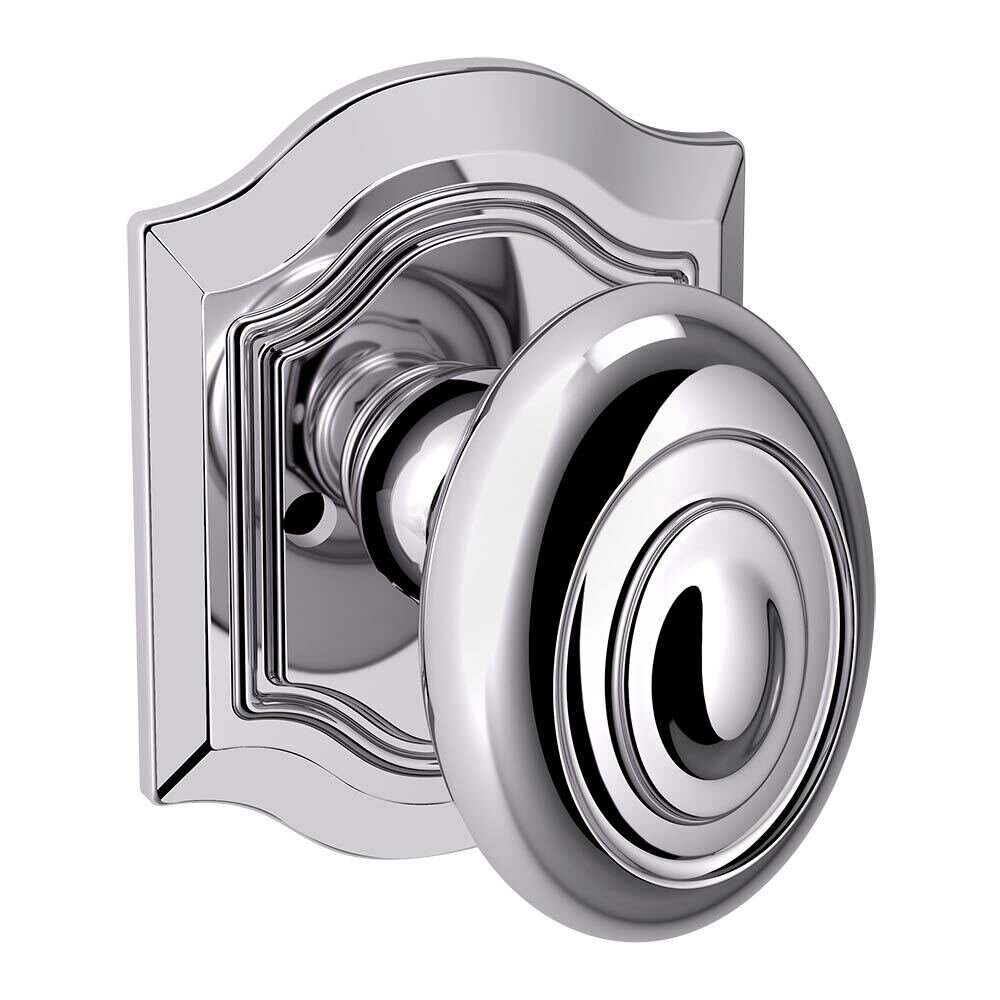 Privacy Bethpage Door Knob with Bethpage Rose in Polished Chrome