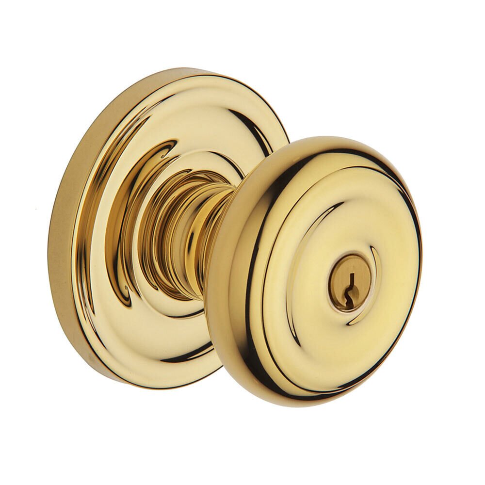 Keyed Entry Classic Rose with 5210 Colonial Knob in Lifetime Pvd Polished Brass