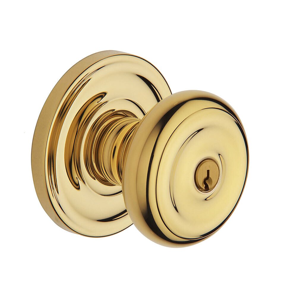 Keyed Entry Classic Rose with 5210 Colonial Knob in Unlacquered Brass