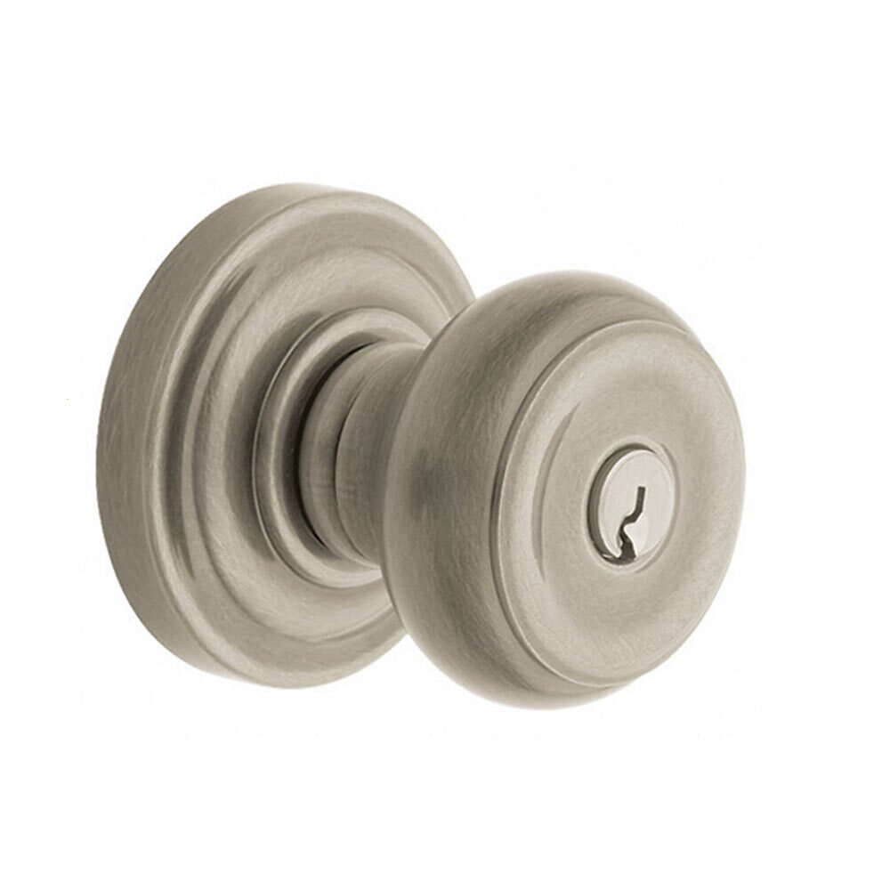 Keyed Entry Classic Rose with 5210 Colonial Knob in Lifetime Pvd Satin Nickel