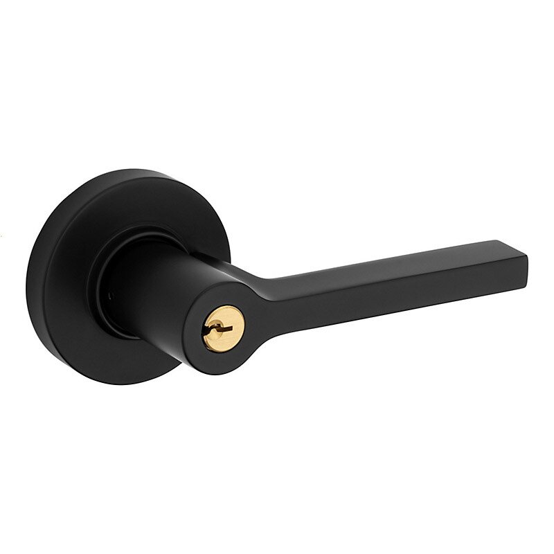 Keyed Right Handed Square Lever with Round Rose in Satin Black