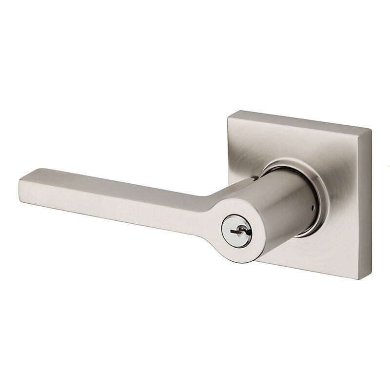 Keyed Left Handed Square Lever with Square Rose in Lifetime Pvd Satin Nickel