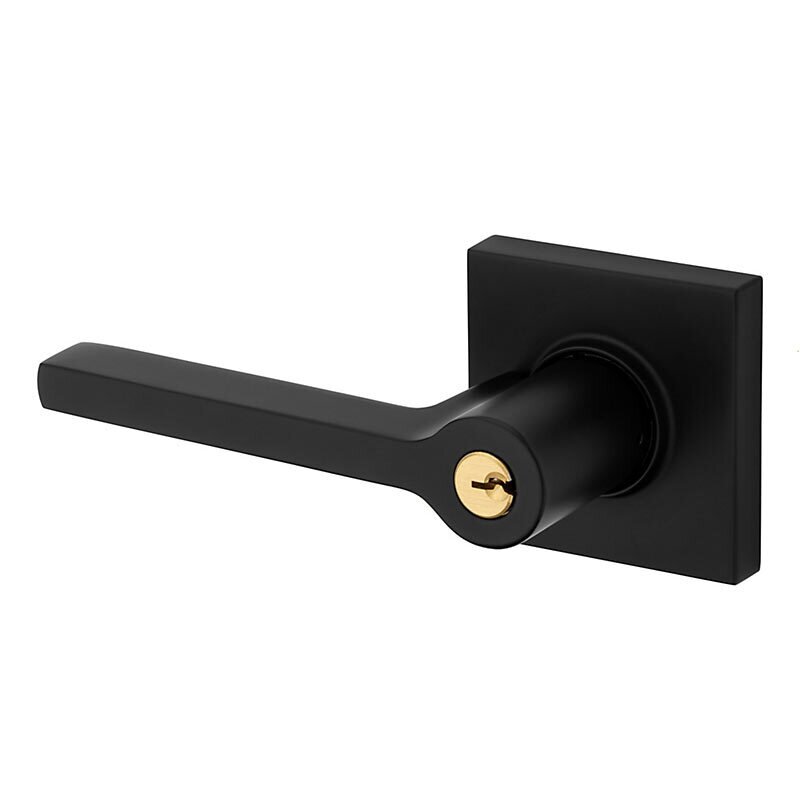 Keyed Left Handed Square Lever with Square Rose in Satin Black