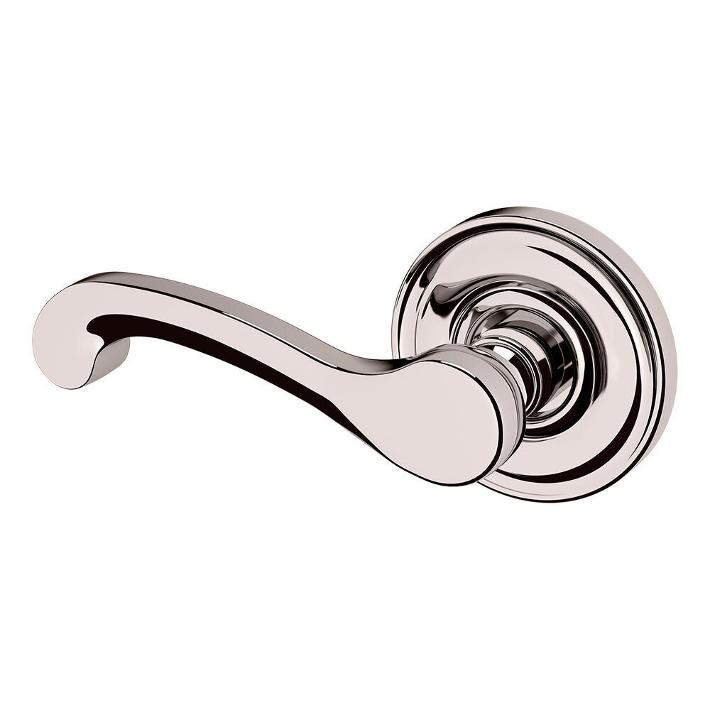 Left Handed Single Dummy Classic Door Lever with Classic Rose in Lifetime Pvd Polished Nickel