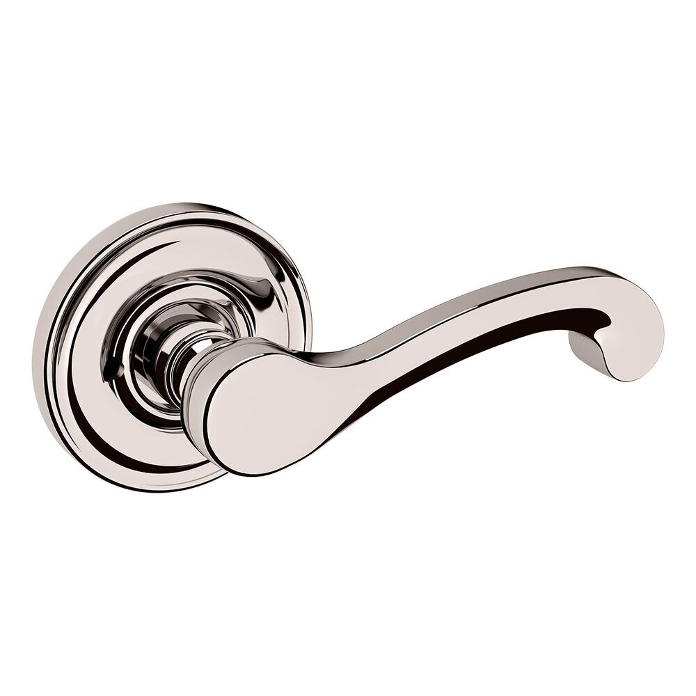 Privacy Classic Door Lever with Classic Rose in Lifetime Pvd Polished Nickel