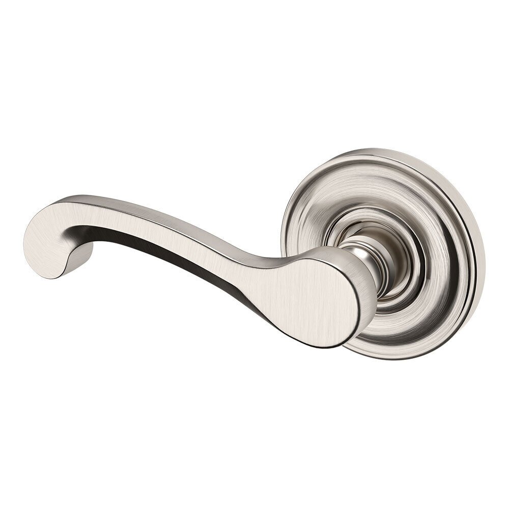 Left Handed Single Dummy Classic Door Lever with Classic Rose in Lifetime Pvd Satin Nickel
