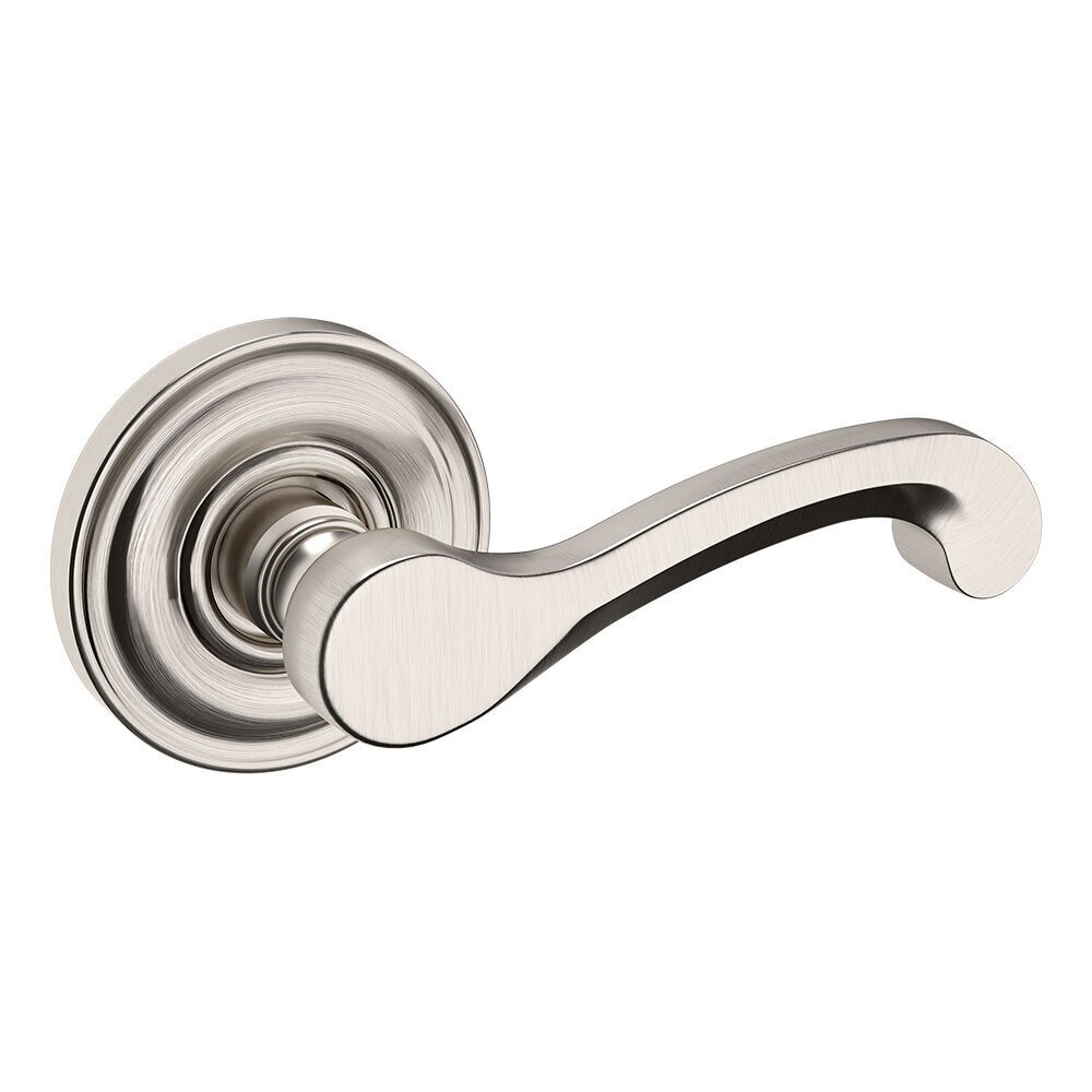 Passage Classic Door Lever with Classic Rose in Lifetime Pvd Satin Nickel