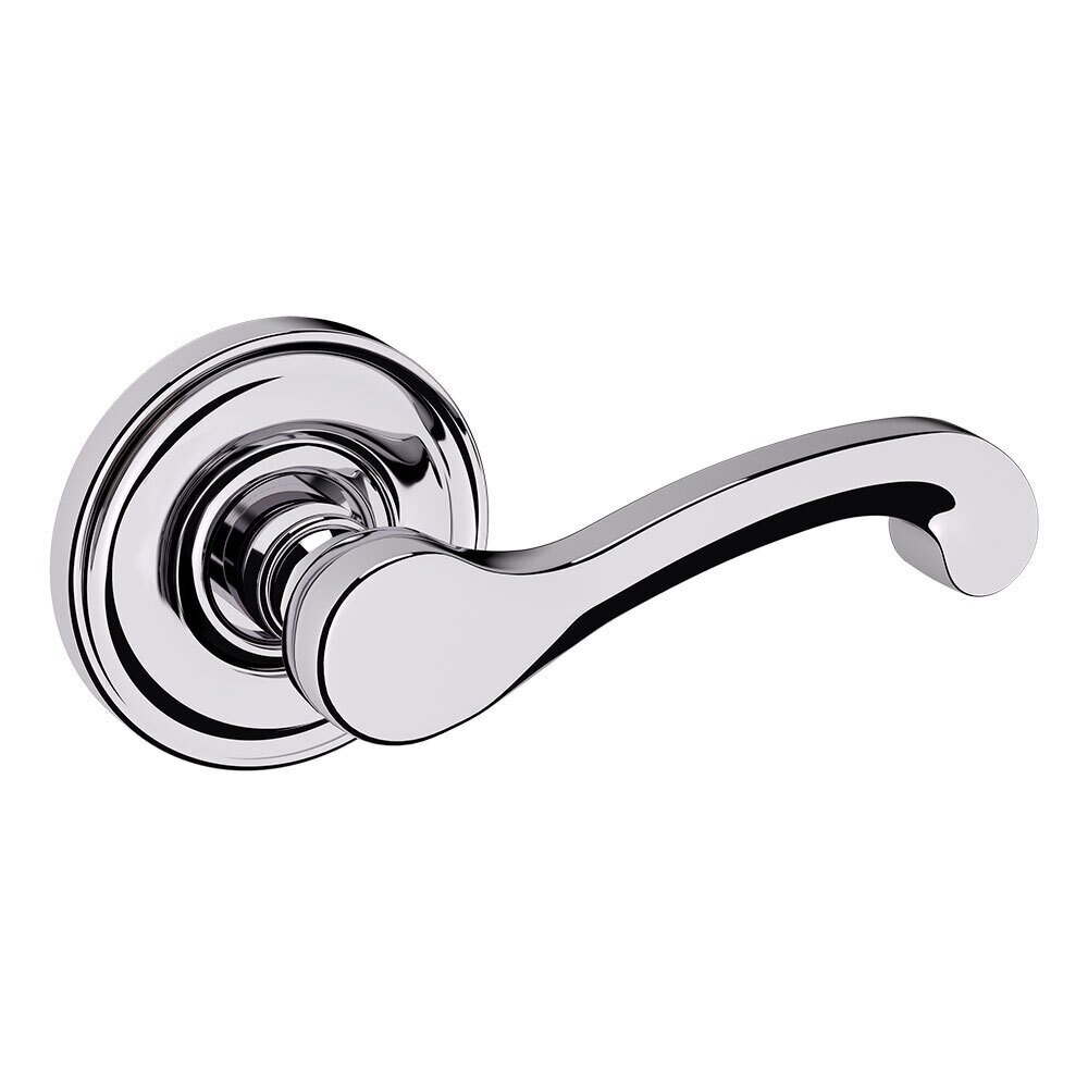 Passage Classic Door Lever with Classic Rose in Polished Chrome