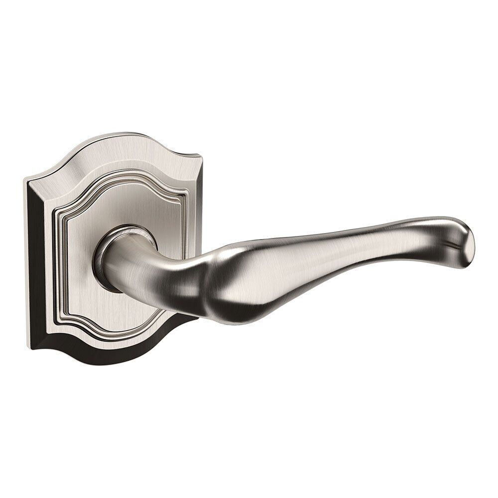 Passage Bethpage Door Lever with Bethpage Rose in Lifetime Pvd Satin Nickel