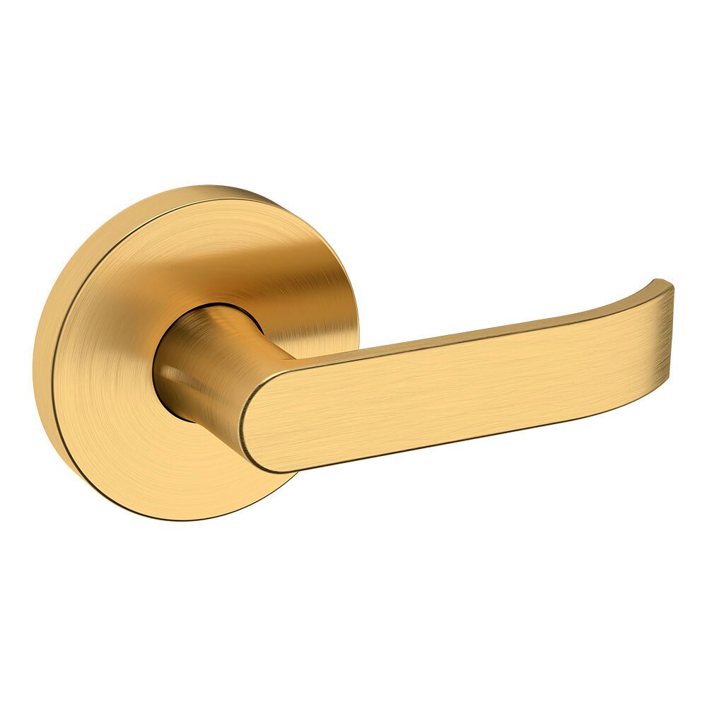 Passage Contemporary Door Lever with Contemporary Rose in PVD Lifetime Satin Brass
