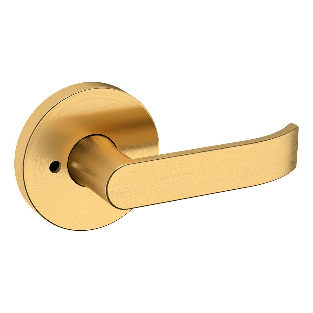 Privacy Contemporary Door Lever with Contemporary Rose in PVD Lifetime Satin Brass