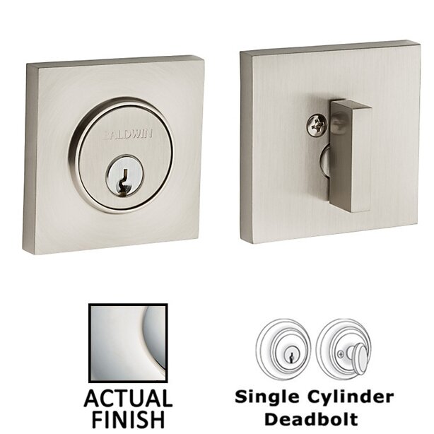Contemporary Square Single Cylinder Deadbolt in Lifetime Pvd Polished Nickel