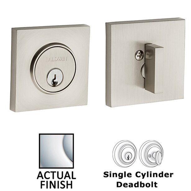Contemporary Square Single Cylinder Deadbolt in Polished Chrome