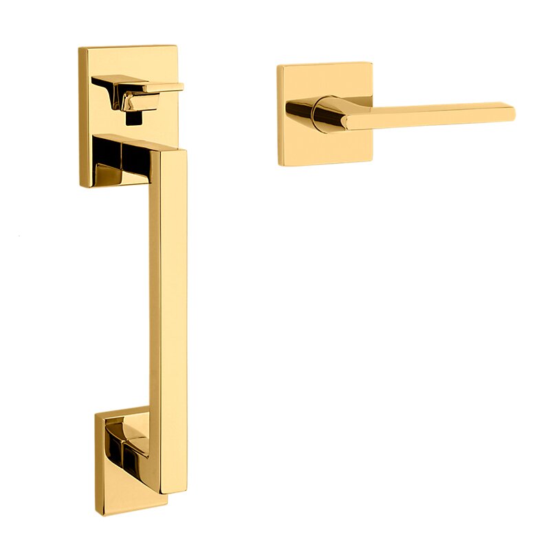 Sectional Full Dummy Handleset With Left Handed Interior Lever in Lifetime Pvd Polished Brass