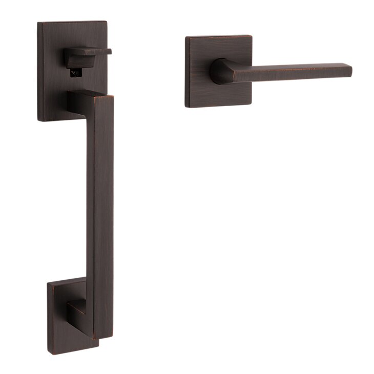 Sectional Single Cylinder Handleset With Left Handed Interior Lever in Venetian Bronze