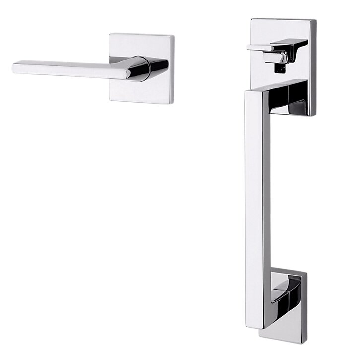 Sectional Single Cylinder Handleset With Right Handed Interior Lever in Polished Chrome