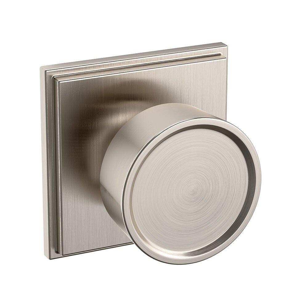 Passage 2" Round Hollywood Hills Knob with R050 Square Rose in Lifetime Pvd Satin Nickel