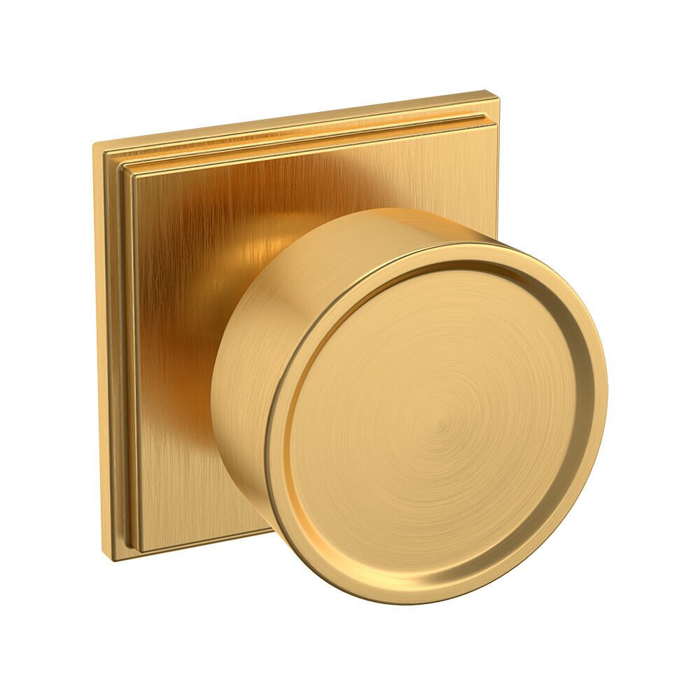 Passage 2 1/4" Round Hollywood Hills Knob with R050 Square Rose in PVD Lifetime Satin Brass