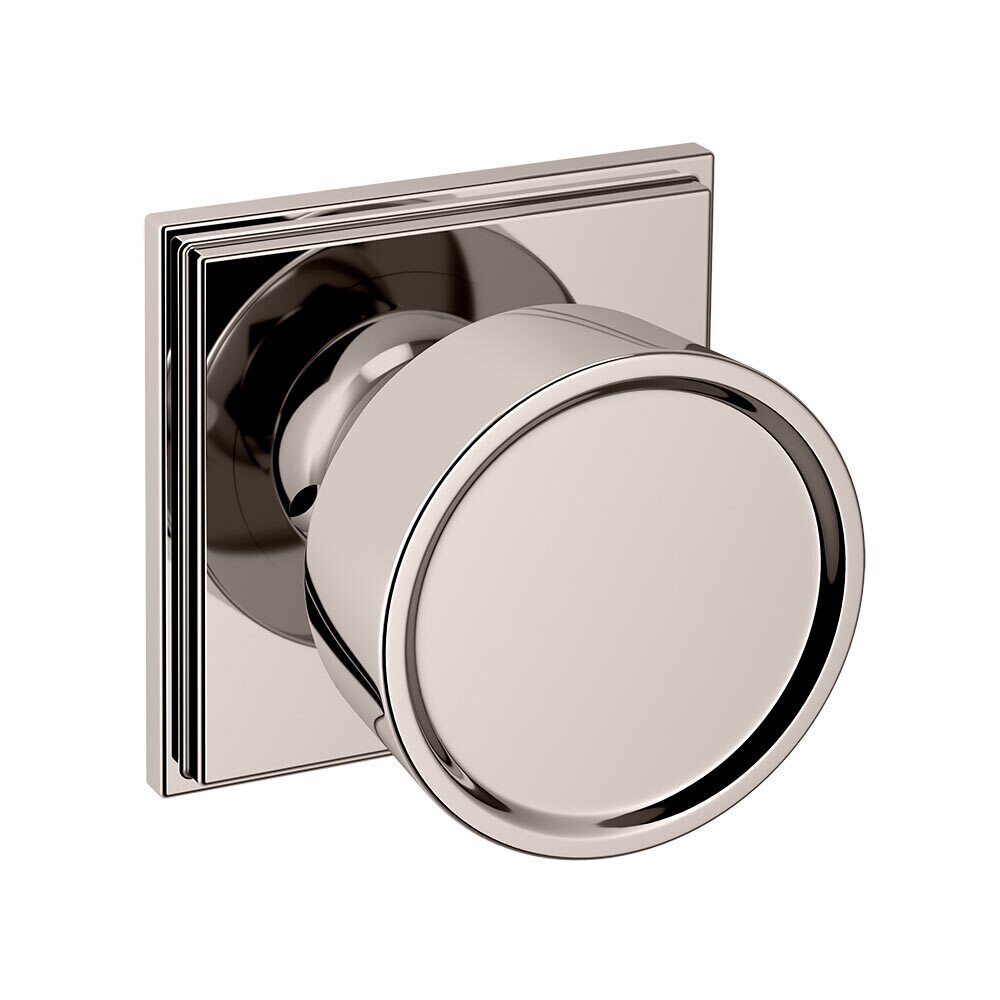 Privacy 2 1/4" Round Hollywood Hills Knob with R050 Square Rose in Lifetime Pvd Polished Nickel