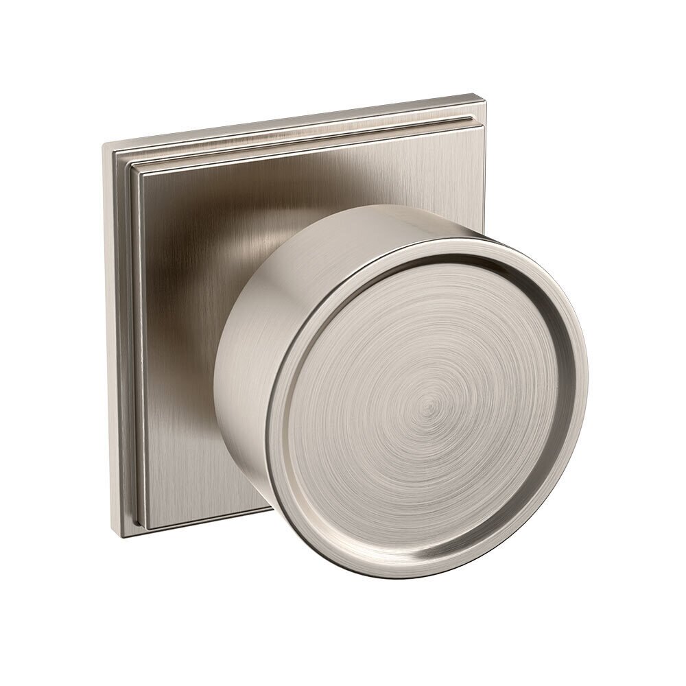 Passage 2 1/4" Round Hollywood Hills Knob with R050 Square Rose in Lifetime Pvd Satin Nickel