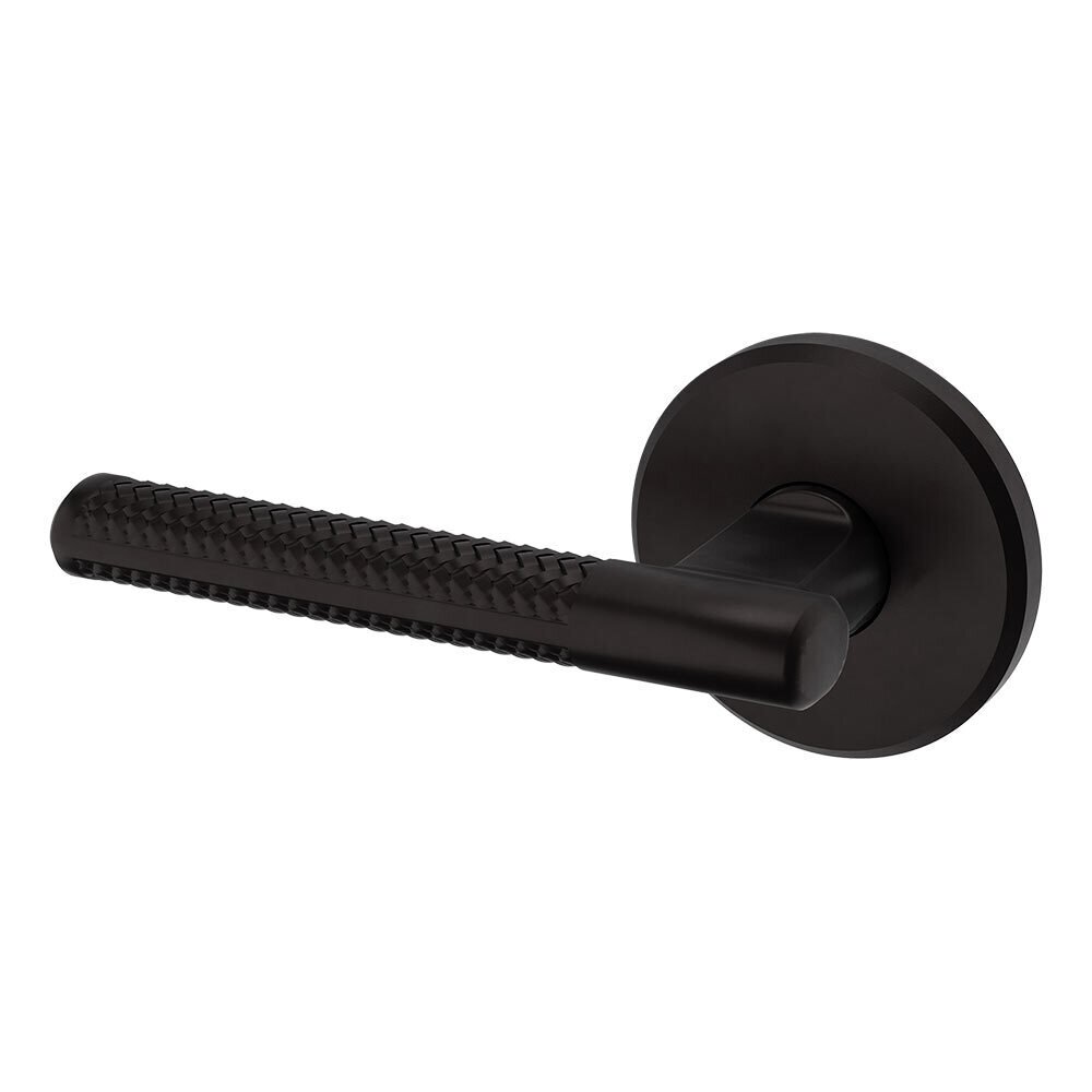 Single Dummy Left Handed L015 Knurled Estate Lever with R016 Rose in Oil Rubbed Bronze