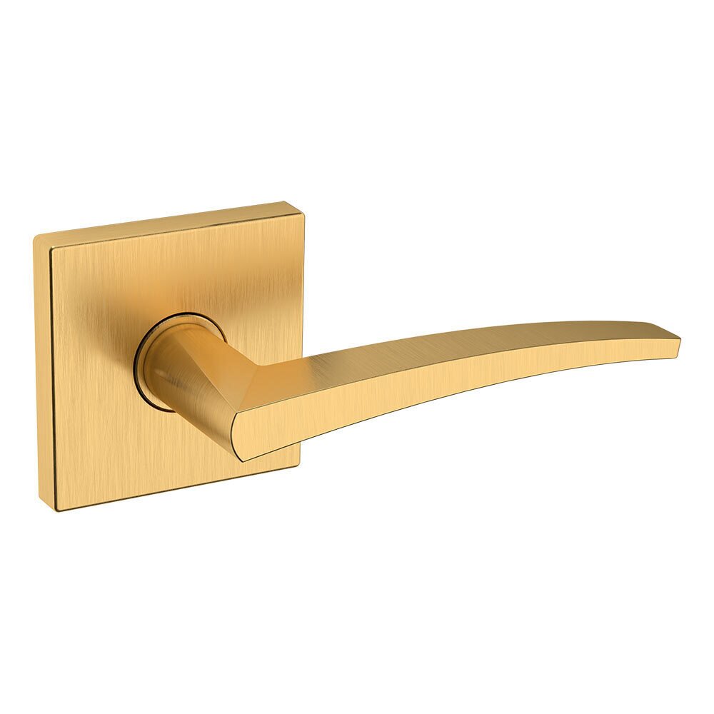 Passage L022 Estate Lever with R017 Square Rose in PVD Lifetime Satin Brass