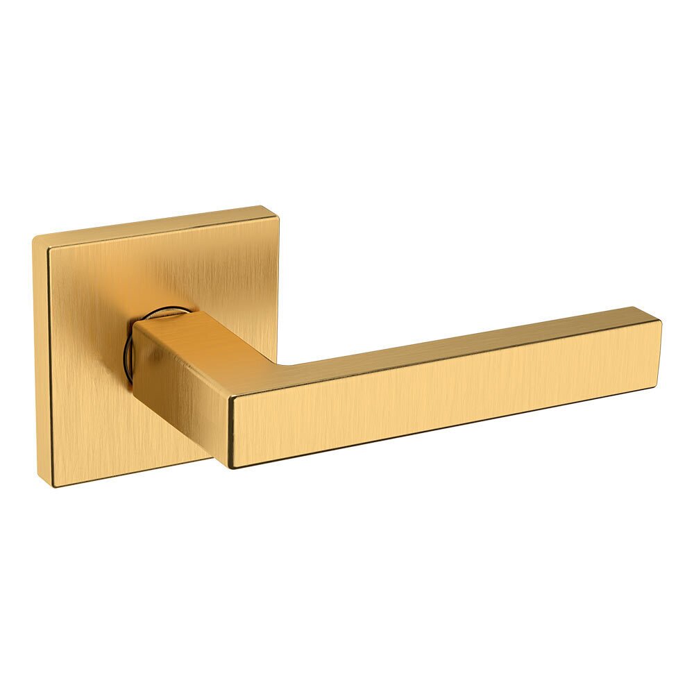 Single Dummy Right Handed L023 Estate Lever with R017 Square Rose in PVD Lifetime Satin Brass