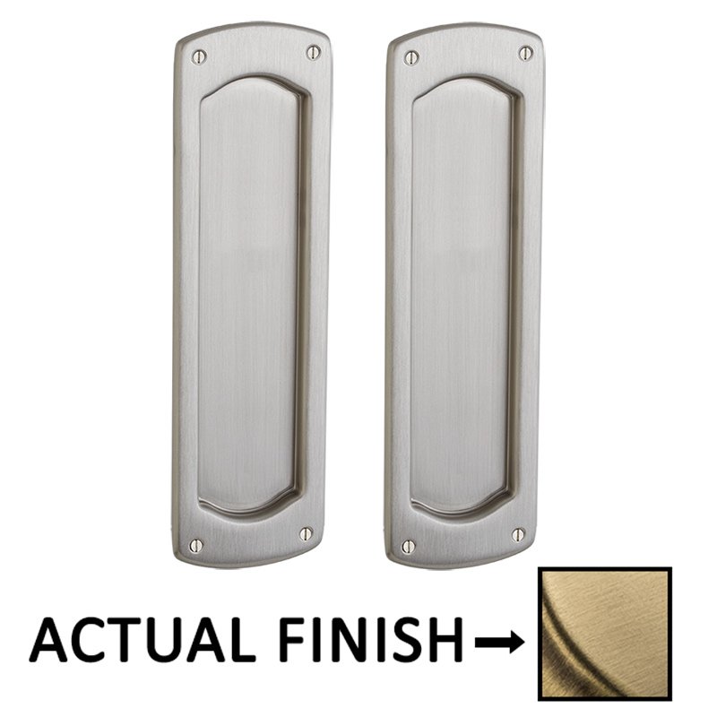 Palo Alto Passage Mortise Pocket Door Set in Satin Brass with Brown